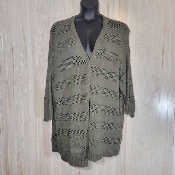 Lane Bryant Olive Green Open-Knit Cardigan Sz 22/24 NWOT - Picture 1 of 5